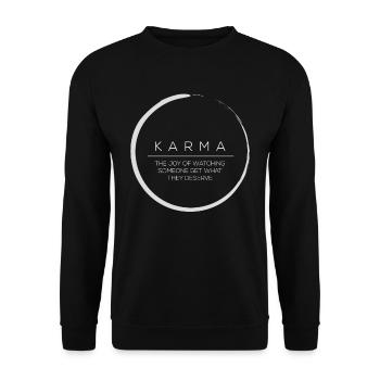 funny karma design shirt circle buddhism zen - Unisex Sweatshirt - black - Front - Alina (178cm) & Michal (187cm)