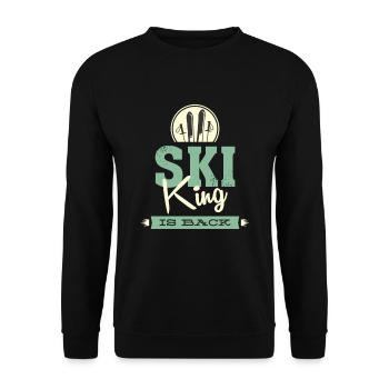 Ski Schifahren Skifahren Schilaufen Wintersport - Unisex Pullover - Schwarz - Vorne - Alina (178cm) & Michal (187cm)