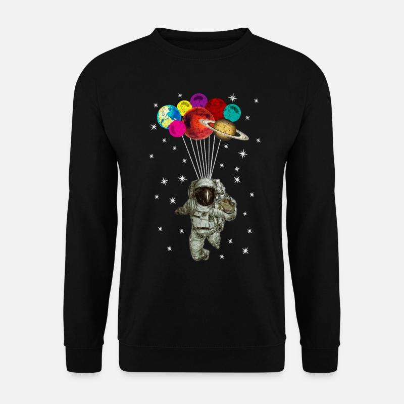 Astronaut mit Luftballons - Unisex Pullover - Schwarz