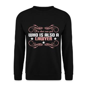 "Ich bin das niedliche Mädchen, das auch ein - Unisex Pullover - Schwarz - Vorne - Alina (178cm) & Michal (187cm)