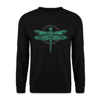 Cool Thin Line Dragonfly Drawing - Unisex Sweatshirt - black - Front - Alina (178cm) & Michal (187cm)