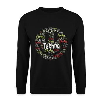 TECHNO Smile | Rave Party Musik DJ Geschenk - Unisex Pullover - Schwarz - Vorne - Alina (178cm) & Michal (187cm)