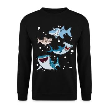 Hammerhai Weißer Hai Tigerhai Haifisch Walhai - Unisex Pullover - Schwarz - Vorne - Alina (178cm) & Michal (187cm)