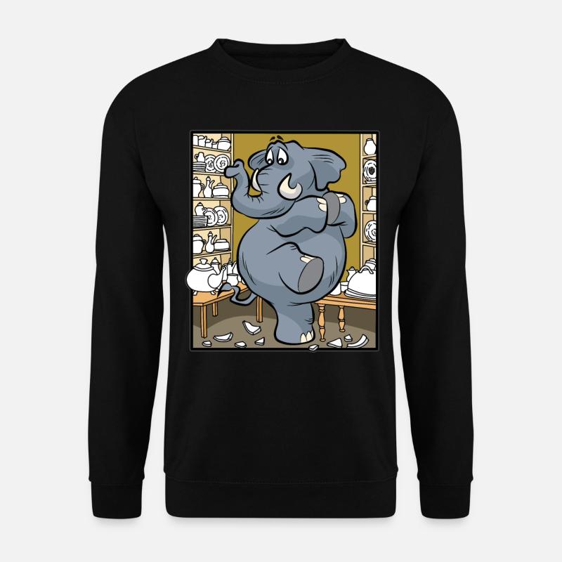 Elefant im Porzellanladen Tollpatsch ungeschickt - Unisex Pullover - Schwarz