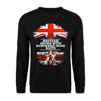 British Grown With Northern Irish Roots - Unisex Sweatshirt - black - Front - Alina (178cm) & Michal (187cm)