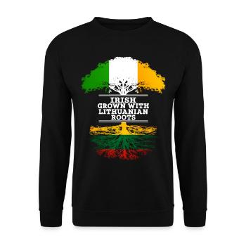 Irish Grown With Lithuanian Roots - Unisex Sweatshirt - black - Front - Alina (178cm) & Michal (187cm)
