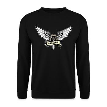 Aviateur pilote - Sweat-shirt Unisexe - noir - Devant - Alina (178cm) & Michal (187cm)