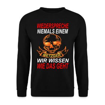 Metzger Totenkopf - Unisex Pullover - Schwarz - Vorne - Alina (178cm) & Michal (187cm)