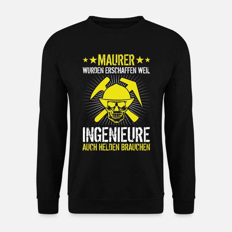 Lustiges Maurer Geschenk HELD DER INGENIEURE - Unisex Pullover - Schwarz