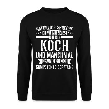 Lustiges Koch Geschenk KOCH KOMPETENTE BERATUNG - Unisex Pullover - Schwarz - Vorne - Alina (178cm) & Michal (187cm)