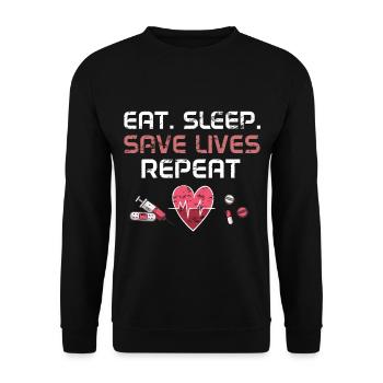Eat Sleep Save Lives Repeat - Unisex Sweatshirt - black - Front - Alina (178cm) & Michal (187cm)