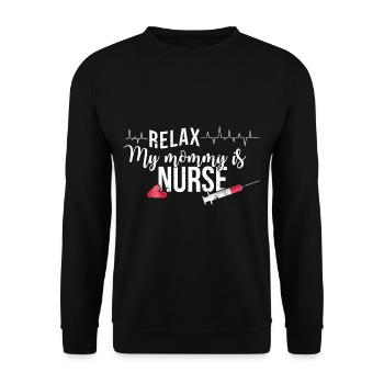 Relax Meine Mama ist eine Krankenschwester - Unisex Pullover - Schwarz - Vorne - Alina (178cm) & Michal (187cm)