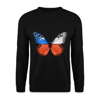 Schmetterlingsflagge Von Chile - Unisex Pullover - Schwarz - Vorne - Alina (178cm) & Michal (187cm)