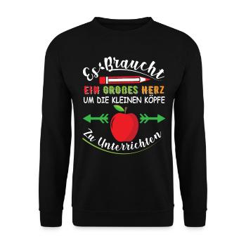 Lustiges Lehrer Lehrerin Schule Spruch Geschenk - Unisex Pullover - Schwarz - Vorne - Alina (178cm) & Michal (187cm)