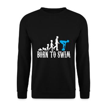 Schwimmer Evolution Geburt Baby Kind Geschenk - Unisex Pullover - Schwarz - Vorne - Alina (178cm) & Michal (187cm)