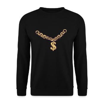 Collier en or chaîne dollar signe or - Sweat-shirt Unisexe - noir - Devant - Alina (178cm) & Michal (187cm)