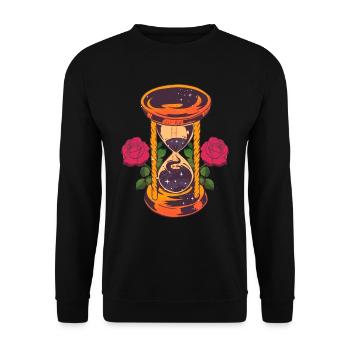 Sanduhr Mit Rosen - Unisex Pullover - Schwarz - Vorne - Alina (178cm) & Michal (187cm)