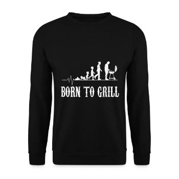 Baby Kind Evolution Grillen Geburt Herz Geschenk - Unisex Pullover - Schwarz - Vorne - Alina (178cm) & Michal (187cm)