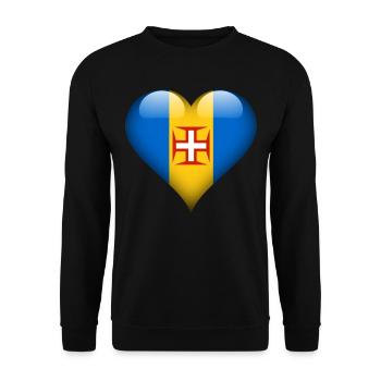 Herz Madeira Flagge - Unisex Pullover - Schwarz - Vorne - Alina (178cm) & Michal (187cm)