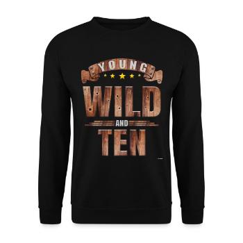 Westcowboy-10 Einjahresgeburtstags-junges wildes - Unisex Pullover - Schwarz - Vorne - Alina (178cm) & Michal (187cm)