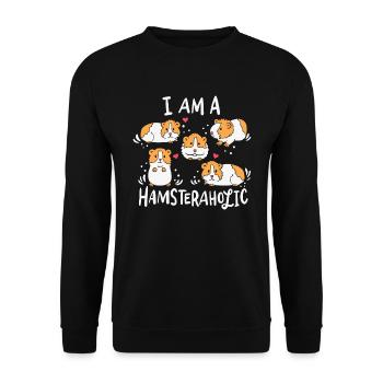 I Love Hamsters: Hamsteraholic - Unisex Sweatshirt - black - Front - Alina (178cm) & Michal (187cm)