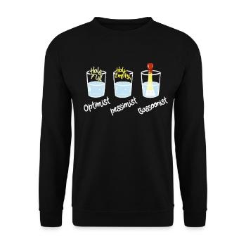 Optimiste Rigolo Pessimiste Bassoonist Fagottiste - Sweat-shirt Unisexe - noir - Devant - Alina (178cm) & Michal (187cm)