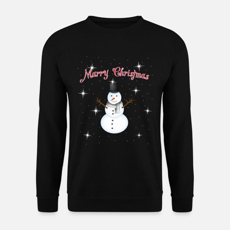 Schneemann, Sterne, Schneeflocken, Marry Christmas - Unisex Pullover - Schwarz