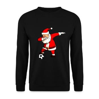Dabbing Fußball Weihnachtsmann fussball Santa - Unisex Pullover - Schwarz - Vorne - Alina (178cm) & Michal (187cm)