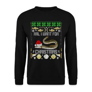 Pêcher Motif de Noël avec Aal ugly christmas - Sweat-shirt Unisexe - noir - Devant - Alina (178cm) & Michal (187cm)