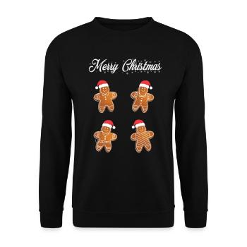 Merry Christmas Christmas gingerbread men - Unisex Sweatshirt - black - Front - Alina (178cm) & Michal (187cm)