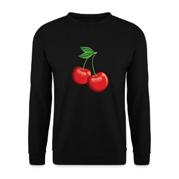 Rote Kirschen Cherries Kirschen Cherry - Unisex Pullover - Schwarz - Vorne - Alina (178cm) & Michal (187cm)
