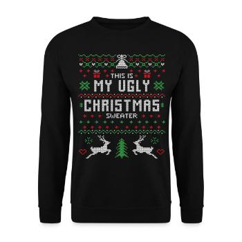 Ugly Christmas Sweater Christmas Christmas - Unisex Sweatshirt - black - Front - Alina (178cm) & Michal (187cm)