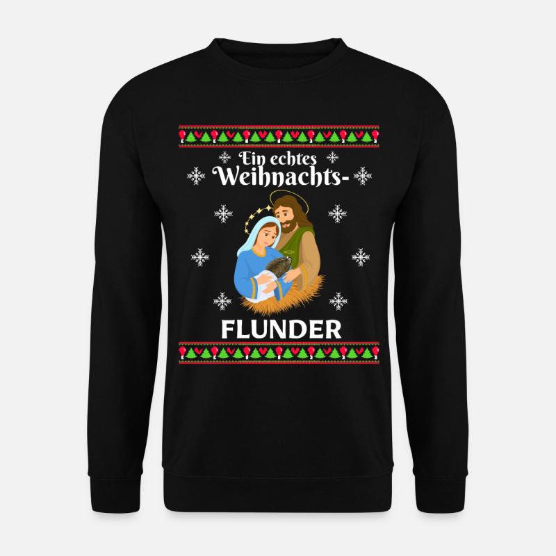 Ein echtes WeihnachtsFLUNDER - Unisex Pullover - Schwarz