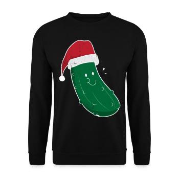Essiggurke Lustige Essiggurke-Weihnachtskarikatur - Unisex Pullover - Schwarz - Vorne - Alina (178cm) & Michal (187cm)
