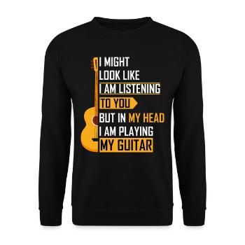 Gitarre Gitarrenspieler Geschenk - Unisex Pullover - Schwarz - Vorne - Alina (178cm) & Michal (187cm)