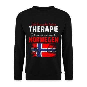Ich Brauche Keine Therapie Ich Muss Nach Norwegen - Unisex Pullover - Schwarz - Vorne - Alina (178cm) & Michal (187cm)