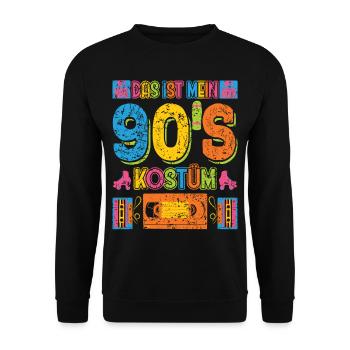 Schlager Mottoparty Das Ist Mein 90er Jahre Kostüm - Unisex Pullover - Schwarz - Vorne - Alina (178cm) & Michal (187cm)