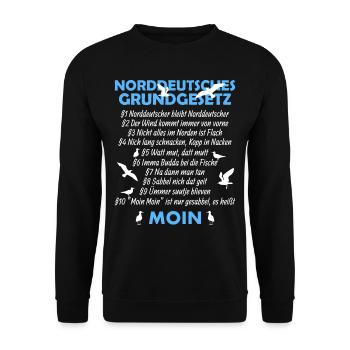 Norddeutsches Grundgesetz Norden Ostsee Nordsee - Unisex Pullover - Schwarz - Vorne - Alina (178cm) & Michal (187cm)