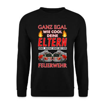 Feuerwehr Eltern Kind - Unisex Pullover - Schwarz - Vorne - Alina (178cm) & Michal (187cm)