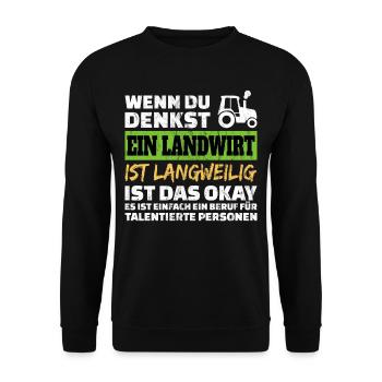 Landwirt Beruf Spruch Landwirtschaft Bauer - Unisex Pullover - Schwarz - Vorne - Alina (178cm) & Michal (187cm)
