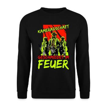 Feuerwehrtrupp Geschenk Spruch Feuerwehr - Unisex Pullover - Schwarz - Vorne - Alina (178cm) & Michal (187cm)