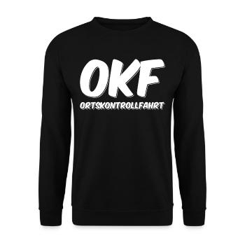 OKF Ortskontrollfahrt - Unisex Pullover - Schwarz - Vorne - Alina (178cm) & Michal (187cm)