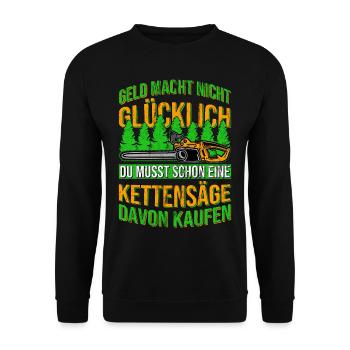 Kettensäge Spruch Holzfäller Baumfäller - Unisex Pullover - Schwarz - Vorne - Alina (178cm) & Michal (187cm)