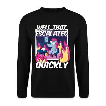 That escalated quickly meme unicorn funny - Unisex Sweatshirt - black - Front - Alina (178cm) & Michal (187cm)