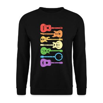 Guitare guitare guitariste vintage rétro - Sweat-shirt Unisexe - noir - Devant - Alina (178cm) & Michal (187cm)