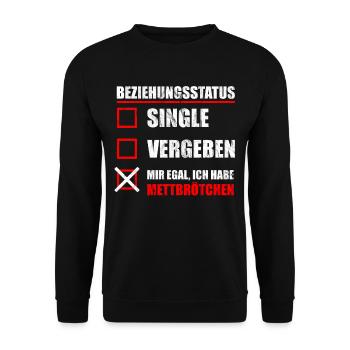 Mett Mettbrötchen Zwiebelmett Spruch Geschenk - Unisex Pullover - Schwarz - Vorne - Alina (178cm) & Michal (187cm)