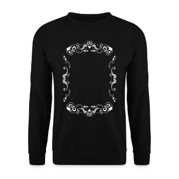 Rahmen Rand Ornament Symbol Form Linie - Unisex Pullover - Schwarz - Vorne - Alina (178cm) & Michal (187cm)