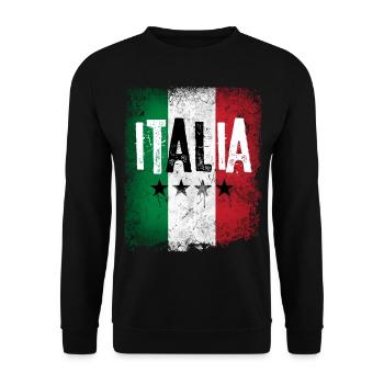 Italien Italia Fahne Flagge Retro Italy - Unisex Sweatshirt - black - Front - Alina (178cm) & Michal (187cm)
