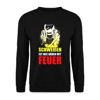 Schweißen Schweißer Spruch Geschenk - Unisex Pullover - Schwarz - Vorne - Alina (178cm) & Michal (187cm)