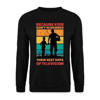 Vater Sohn Spruch Fußball Geschenk - Unisex Pullover - Schwarz - Vorne - Alina (178cm) & Michal (187cm)